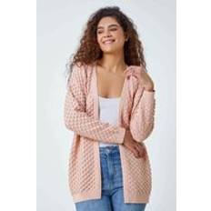 Pink Cardigans Roman Cotton Blend Waffle Knit Cardigan Light Pink