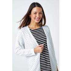 Cotton Cardigans Roman Cotton Blend Waffle Knit Cardigan White