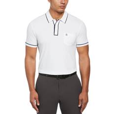 Men - Nylon Polo Shirts Original Penguin Men's Technical Earl Short Sleeve Golf Polo Shirt, Medium, White, Nylon/Elastane Golf Apparel Shop White