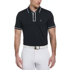 Man - Nylon Polo Shirts Original Penguin Men's Technical Earl Golf Polo Short Sleeve in Caviar Black, Medium, Nylon/Elastane Caviar Black