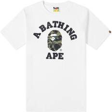 Bape T-shirts Bape Bathing Ape Men's 1St Camo College T-Shirt White/Green