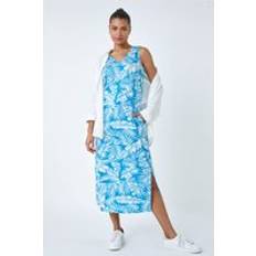 Turquesa - Vestido midi Vestidos Roman Leaf Print Stretch Midi Dress Turquoise