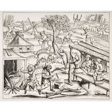 Wood Posters BrainBoosters Country Life 19th Century Reproduction of Woodcut In Folio Edition Published Poster