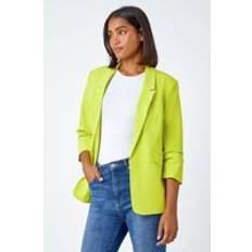 Stretch Blazers Roman Ruched Sleeve Stretch Blazer Lime