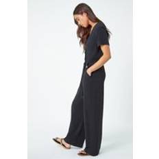 Viscose Combinaisons Roman Petite Linen Blend Jumpsuit Black