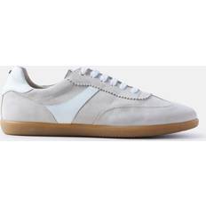 Mint Velvet Leather Side Strip Suede Trainers, Neutral/White