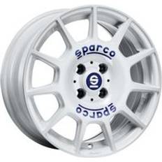 Sparco Wheels Terra Alloy Wheels in White Blue Lettering Set of 4 16x7 Inch ET37 4x100 PCD 63.3mm Centre Bore