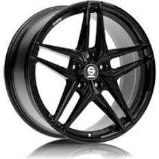 17" - Alloy Rims Car Rims Sparco Wheels Record Alloy Wheels In Gloss Black Set Of 4 - 17x7.5 Inch ET48 5x112 PCD, Black