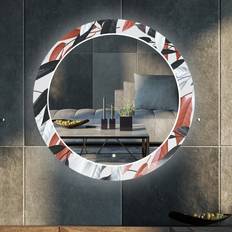 Artforma Round Backlit The Room Leaves Wall Mirror