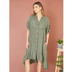 Linen Dresses Yumi Linen Frill Hem Shirt Dress