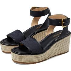 Coach Women Espadrilles Coach Women's Katherine Espadrille Wedge Sandals Black Signature Canvas