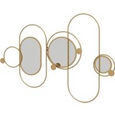 Metal Wall Decor Homcom Metal Mirror with Coat Hooks, Modern Wall Decor