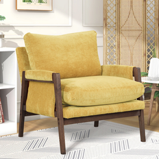 Yellow Armchairs Roundhill Furniture Kelly Mid-Century Armchair