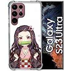 Cokitec Tempered Glass Case for Samsung Galaxy S23 Ultra Manga Demon Slayer Nezuko