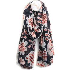 Organic - Organic Fabric Scarfs POM Navy/Red/White Abstract Tulip Print Scarf