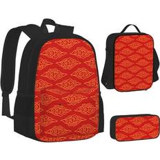 Backpacks Lakimct China Red Magic Cloud School Backpack Set for Boys Girls Womens Men Laptop Bookbag Casual Daypack Fits 15 inch Laptop with Lunch Tote Bag & Pencil Bag