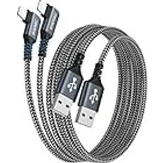 Gianac iPhone laddningskabel 3M 2-pack laddningskabel iPhone 90 graders USB Lightning kabel snabbkabel för iPhone 14,13,12,11, XS, XS Max, XR, X, 8,8Plus, 7,7Plus, 6s, 6s Plus, 6,6 Plus, iPad