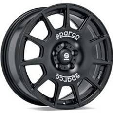Sparco Wheels Terra Alloy Wheels In Matt Black White Lettering Set Of 4 18x8 Inch ET45 5x112 PCD, Black