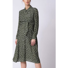 Seraphine Women's Khaki Polka Dot Maternity and Nursing Shirt Dress Khaki