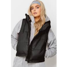 Cropped Vests PixieGirl Black Hooded Cropped Gilet Extra Pixiegirl No Prefix Petite Women's Petite Gilets