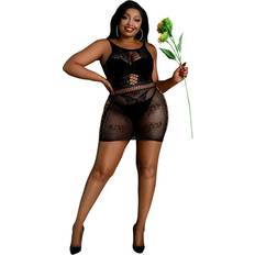 Moonlight Moonlight Black Cut Out Floral Mini Dress Plus Moonlight Black Cut Out Floral Mini Dress Plus