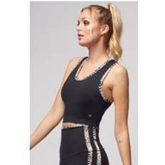 Swirl Trim T-Back Crop Top Black