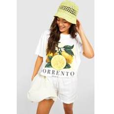 Boohoo Clothing boohoo Sorrento Lemon Oversized T-shirt White
