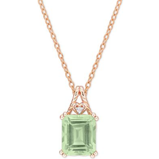 Macy's Green Necklaces Macy's Green Quartz 5-1/2 ct. t.w. & White Topaz Accent 18" Pendant Necklace in Rose-Plated Sterling Silver Green Quartz