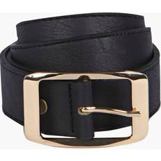 Women Belts boohoo Chunky Gold Buckle Boyfriend Belt Black One