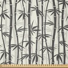 Bamboo - White Fabrics East Urban Home Ambesonne Bamboo Print Fabrics White