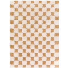 WILLA Shaggy Modern Plush Pile Checkered Area Rug 200cm x 290cm