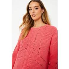 Knitted Sweaters - Orange Jumpers Oasis Scallop Edge Pointelle Sweater Coral