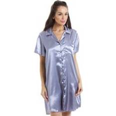 Camille Luxurious Knee Length Satin Nightshirt Silver