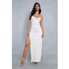 Clothing Misspap Premium Satin Cowl Neck Maxi Dress Ivory