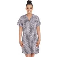 Nightgowns Camille Womens Floral Printed Satin Nightshirt Navy