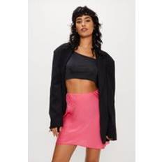 Nasty Gal Bias Cut Hammered Satin Mini Skirt Coral Blush