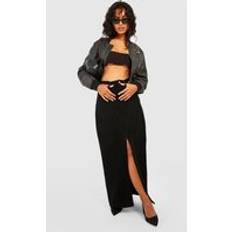 Boohoo Women Skirts boohoo Basic Split Front Denim Maxi Skirt Washed Black