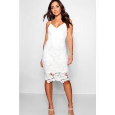 boohoo Womens Boutique Crochet Lace Strappy Midi Dress White