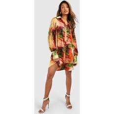 Oversize Dresses boohoo Womens Marble Print Oversized Shirt Dress Multi