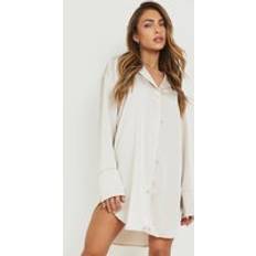 Oversize Dresses boohoo Womens Satin Oversized Shirt Dress White