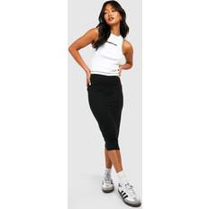 Boohoo Women Skirts boohoo Basic Solid Black High Waisted Midi Skirt