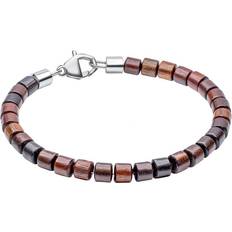 Fred Bennett Stainless Steel With Natural Wood Beads Bracelet B5460