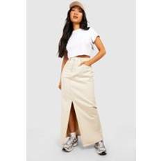 Boohoo Women Skirts boohoo Denim Split Front Maxi Skirt Ecru