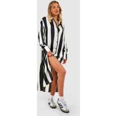 Oversize Dresses boohoo Womens Chunky Stripe Oversized Midi Shirt Dres Black