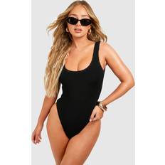 Boohoo Swimwear boohoo Premium Crinkle Square Neck Swimsuit Green