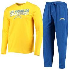 Gold - Men Pajamas Concepts Sport Men's Powder Blue/Gold Los Angeles Chargers Meter Long Sleeve T-Shirt & Pants Sleep Set