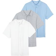 Real Essentials 3-Pack: Mens Big & Tall King Heavyweight Short Sleeve Button Down Shirt Casual Dress Shirts Men Up Linen Collared Slim Fit Wrinkle Free Work Business Tops Clothes Clothing Set 6, 5X Tall