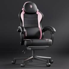 Dowinx Pink Gaming Chairs Dowinx Gaming Chair with Pocket Spring Cushion for Adults, Ergonomic Computer Chair with Footrest and Massage Lumbar Support, High Back Leather Game Chair for Office, Gaming, 300LBS, Pink