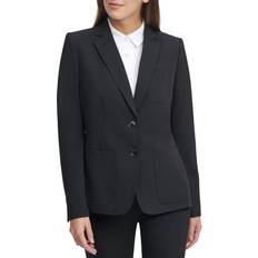 Tommy Hilfiger Women Blazers Tommy Hilfiger Women's Notched-Collar Double-Button Blazer Black