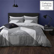 Textiles Catherine Lansfield Larsson Geo Duvet Cover Grey (220x135cm)